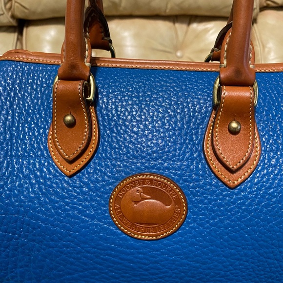 Vintage Dooney & Bourke French Blue Satchel Pebbled AWL All Weather Leather R28? - Picture 3 of 15